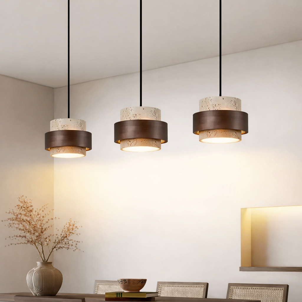 Lampe Suspendue Tavertin en Pierre Naturelle