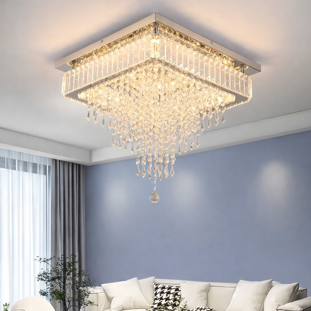 Lustre LED en Cristal Pendentif à Intensité Variable