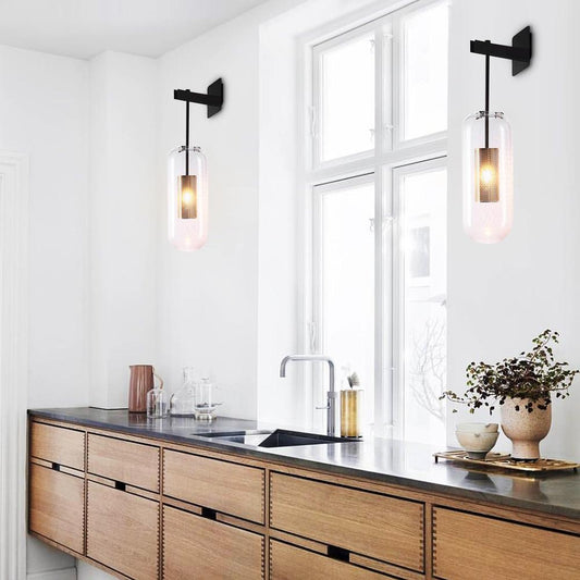 Applique Murale Verre 1 Lumière Moderne Cylindre pour Salle de Bain