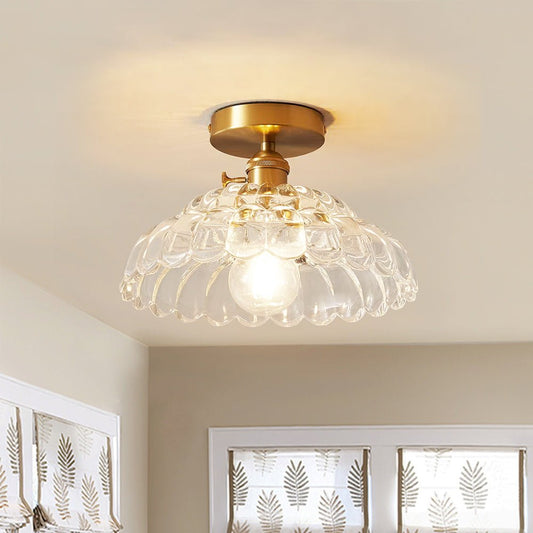Plafonnier 1 Lumière Verre Lotus Dôme pour Cuisine
