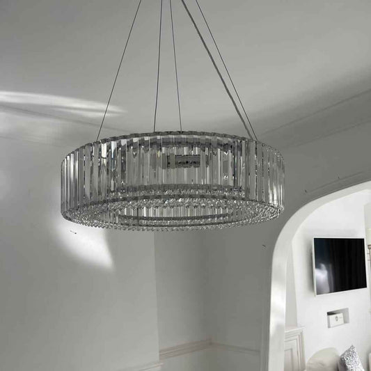 Lustre Cristal Moderne 8 Lumières Rond pour Salon