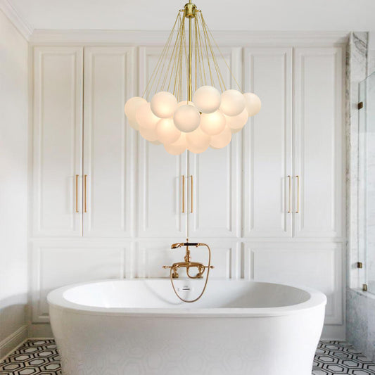 Lustre Boule Verre Suspendu Moderne Grappe Luminaire pour Salon
