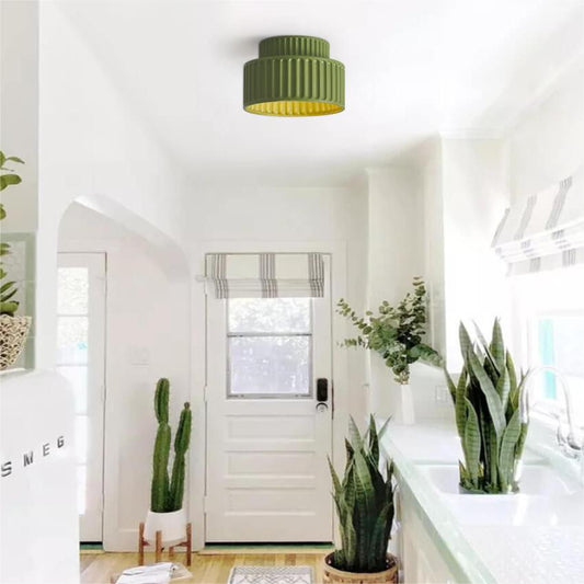 Plafonnier Céramique Nordique Crème Style 2-Layer pour Cuisine
