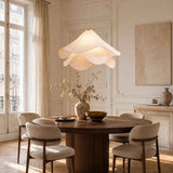 Suspension en lin à pétales ondulés, abat-jour beige en forme de feuilles superposées