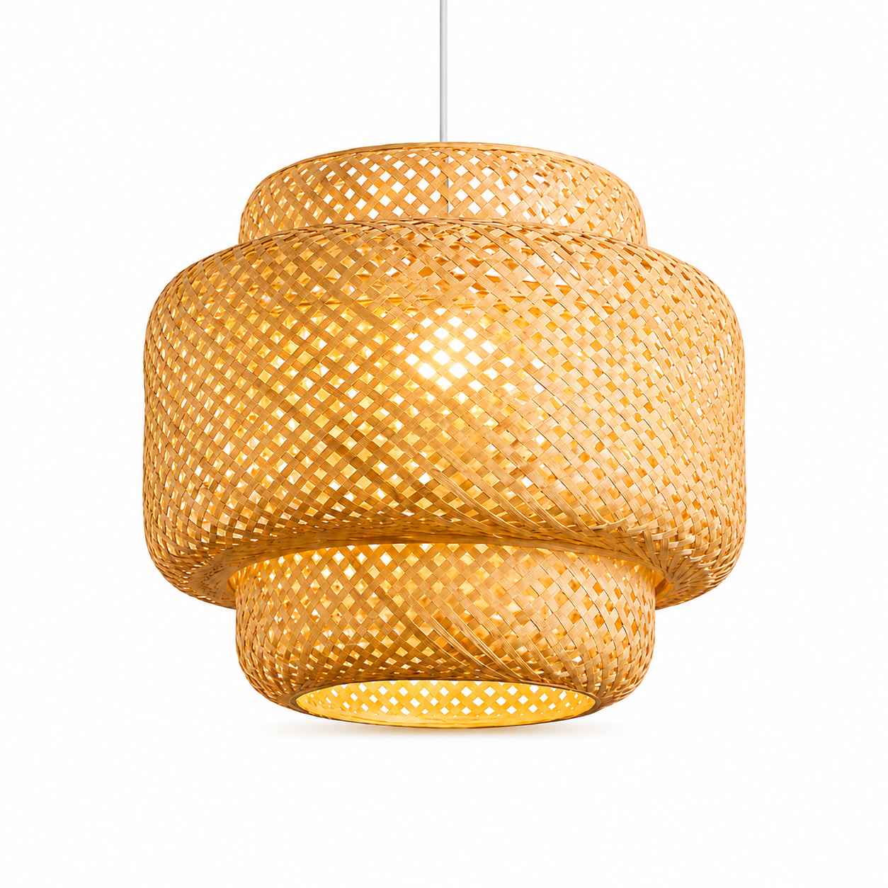 Suspension Rotin Double Niveau Minimaliste