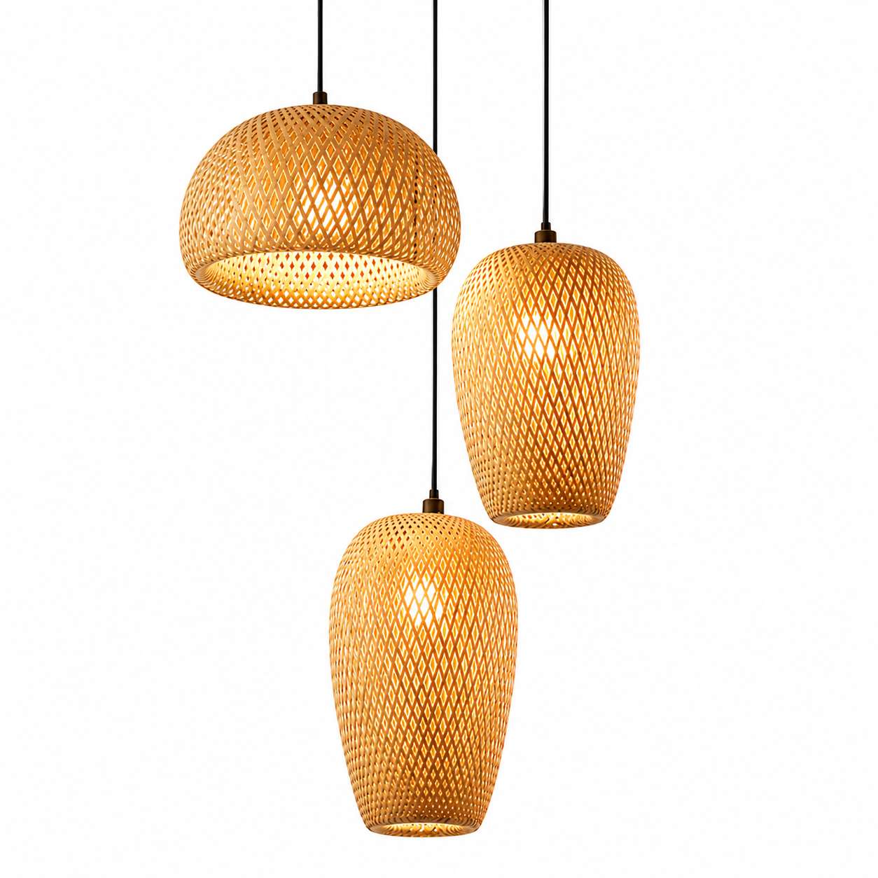 Suspension Rotin 3 en 1 Luminaire Bohème