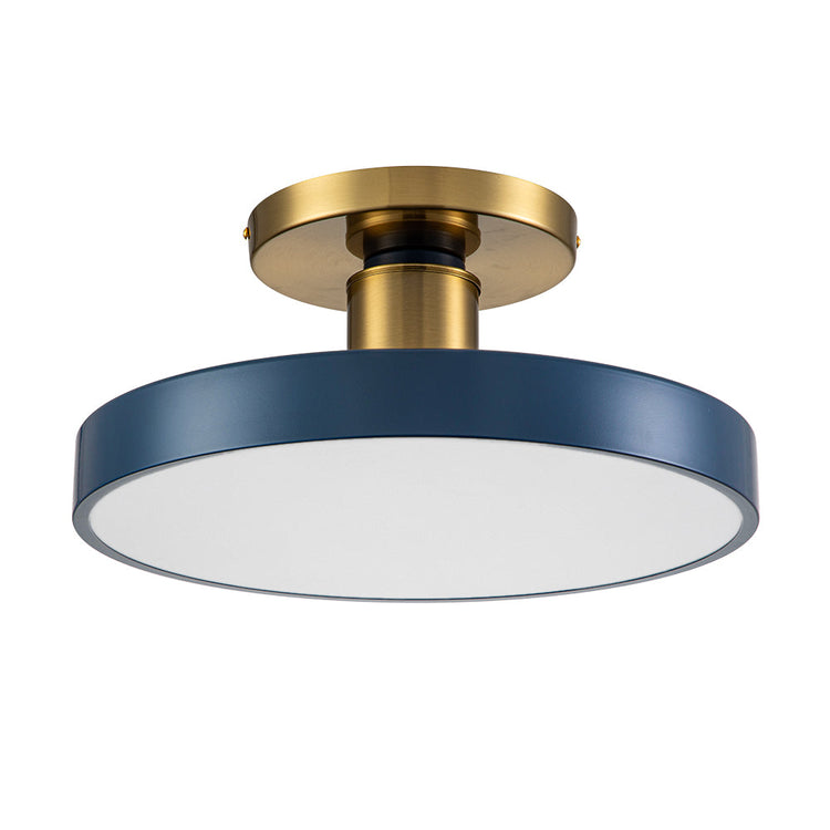 Plafonnier LED Bleu Acrylique Tambour Semi-Encastré pour Salle de Bain