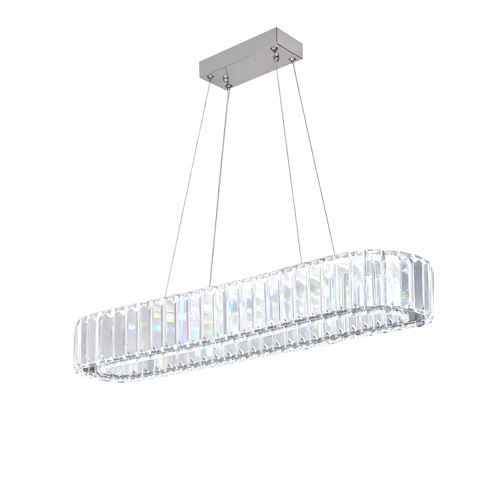 Suspension En Cristal Lumineux Forme Ellipse
