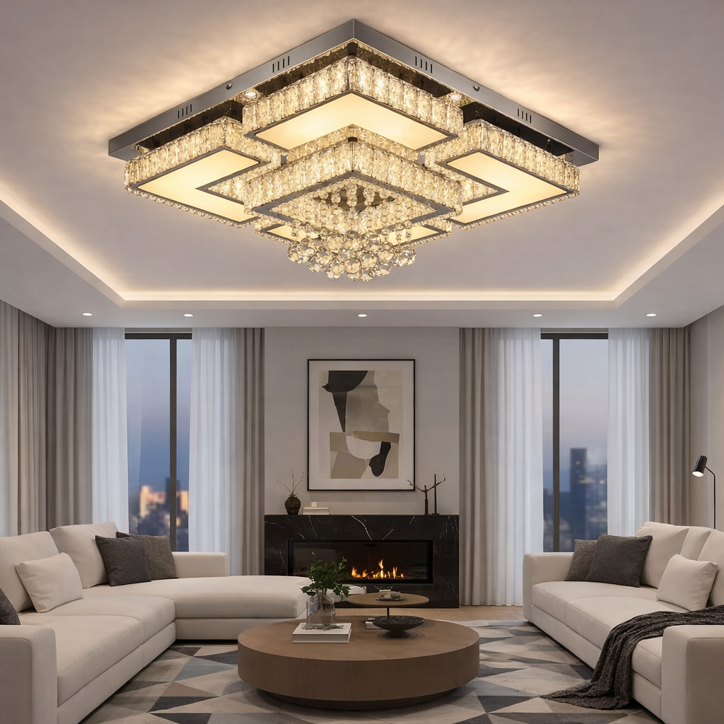 Plafonnier en Cristal LED Réglable avec Télécommande