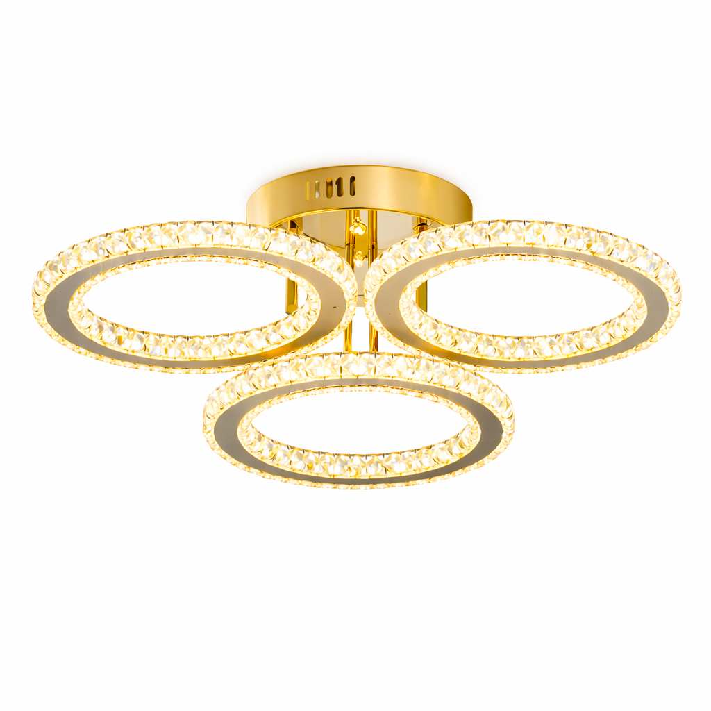 Plafonnier en Cristal avec Anneaux Réglables