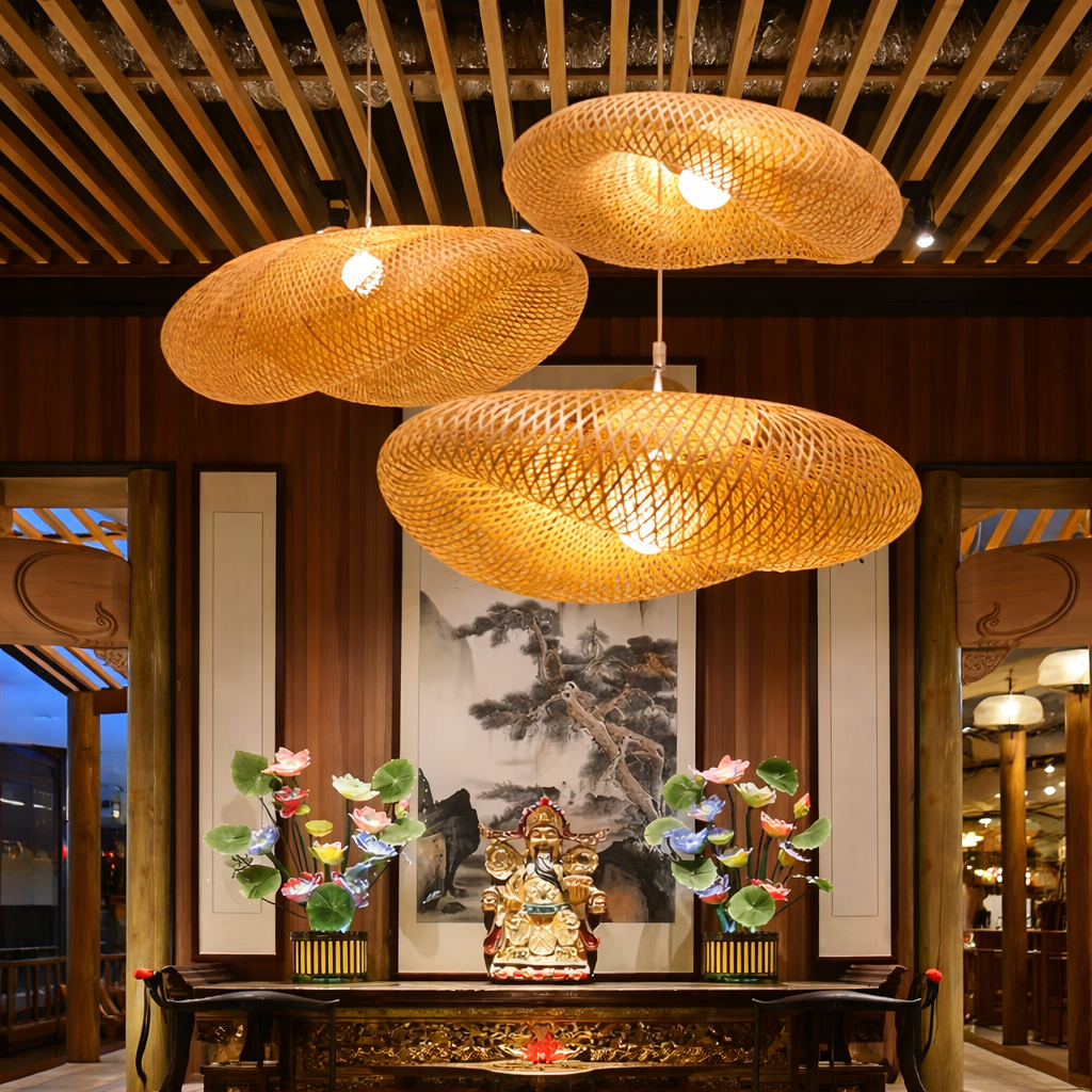 Lustre en Bambou Pendentif Vintage