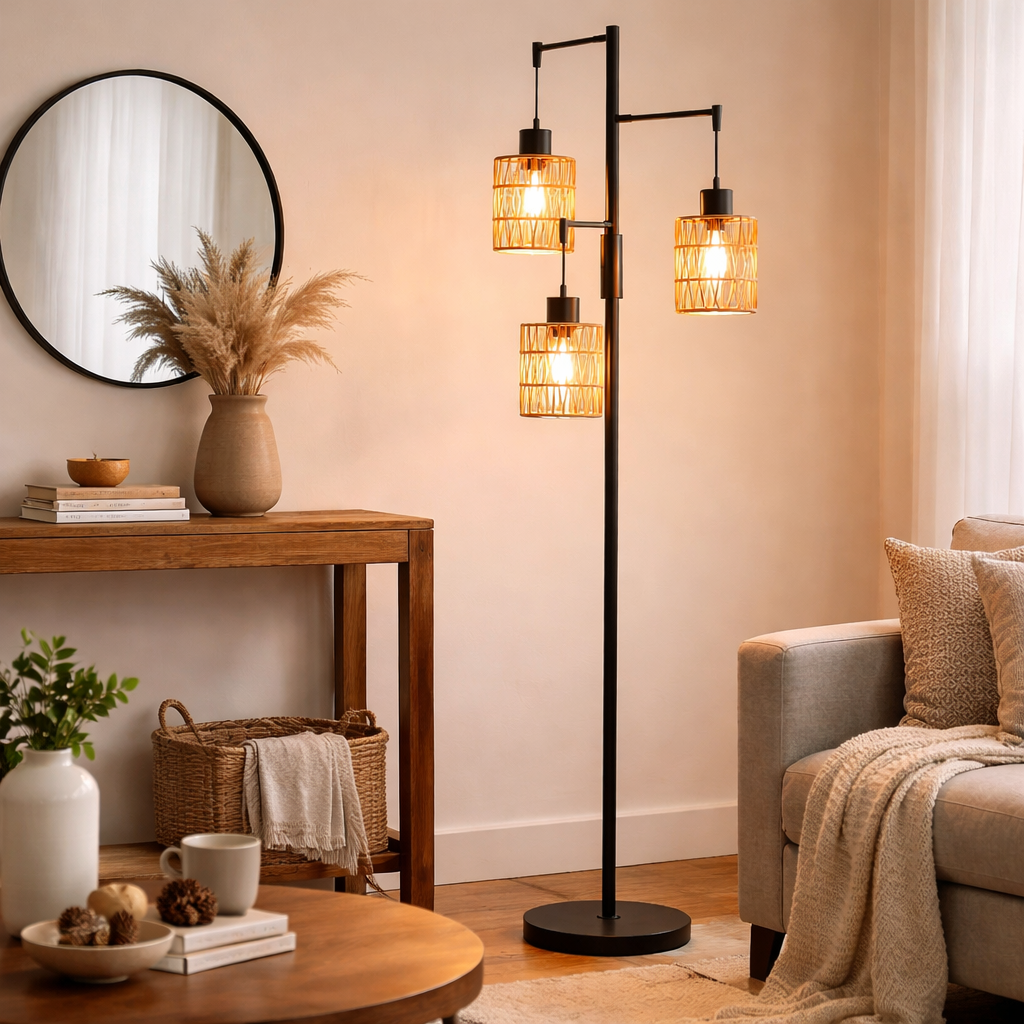 Lampe Rustique sur Pied Bohème à Intensité Variable