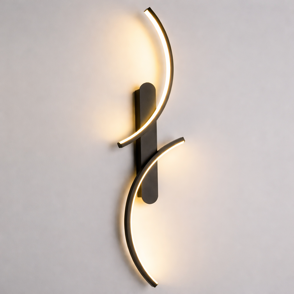 Applique Murale Incurvée Noir 2 Pièces