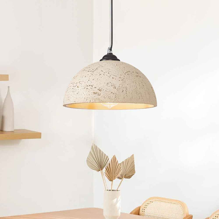 Suspension à dôme en céramique tachetée beige, abat-jour demi-sphère suspendu