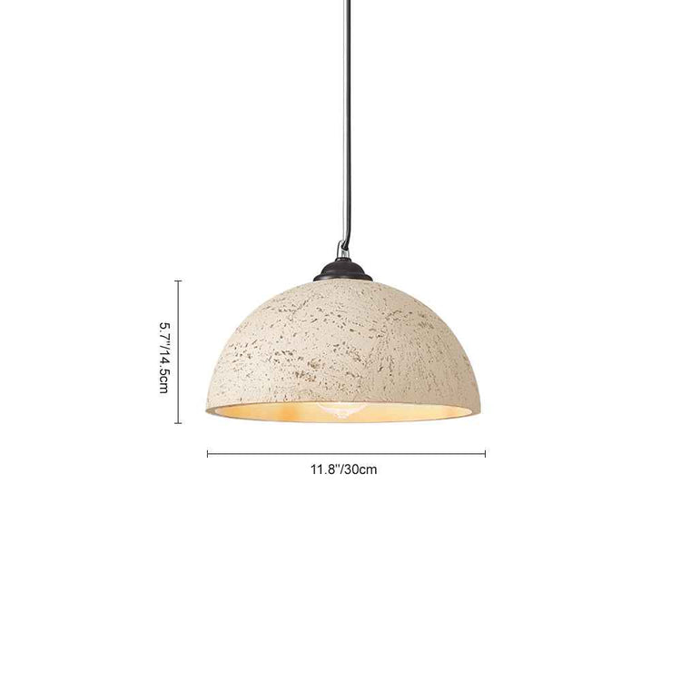 Suspension à dôme beige texturé : 11,8 cm de large, 37,5 cm de haut