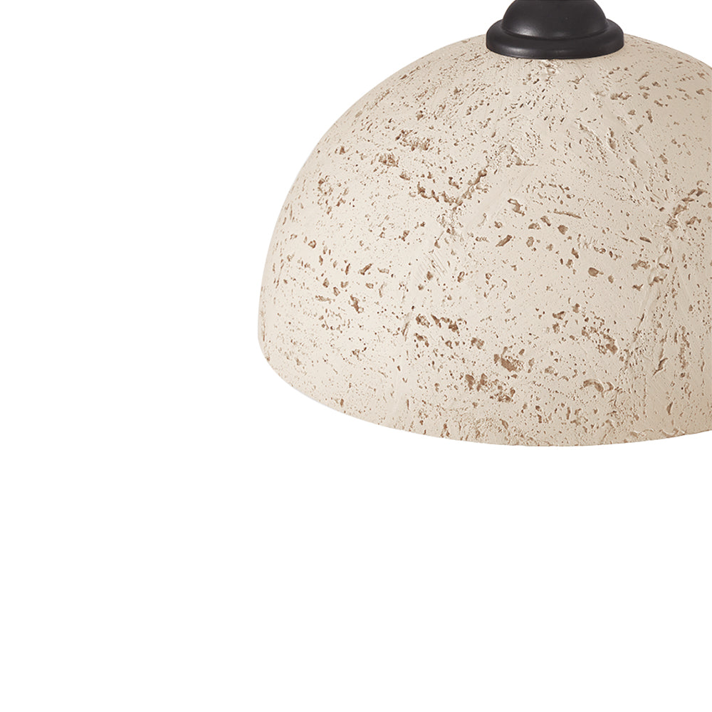 Dôme en céramique beige texturée, partie supérieure noire, gros plan