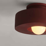 Plafonnier cylindrique bordeaux, abat-jour avec ouverture diffusant une lumière chaude