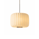 Suspension en lin côtelé Wabi-Sabi beige, abat-jour cylindrique à fines rainures