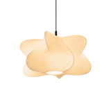 Suspension nuage en lin beige, abat-jour texturé et lumière diffuse