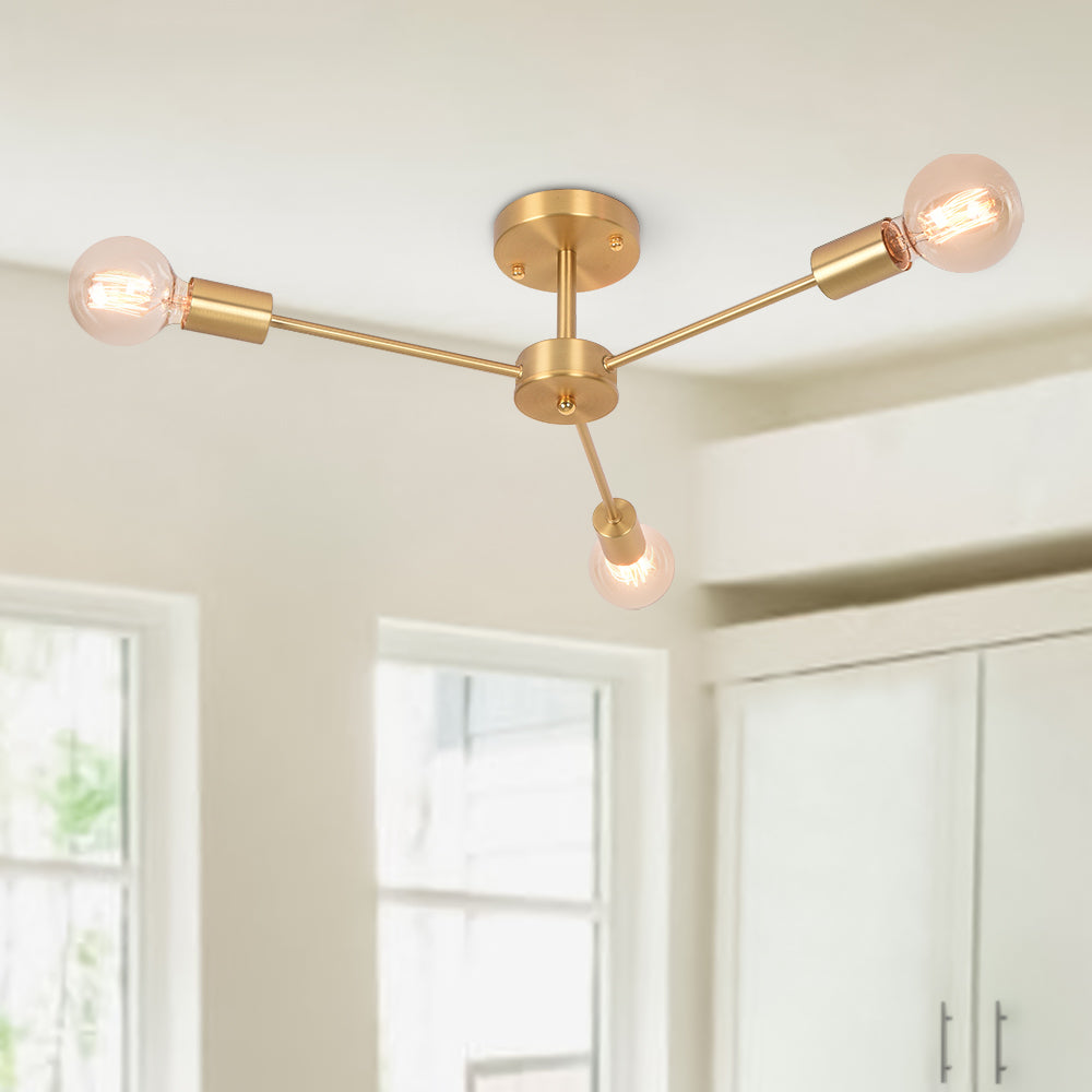 Plafonnier Laiton Moderne Sputnik Semi-Encastré pour Cuisine