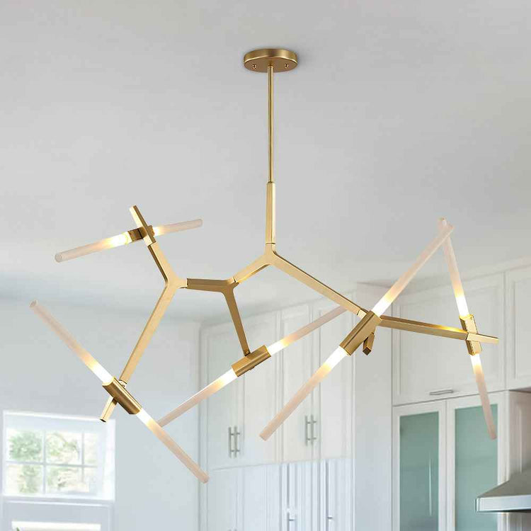 Lustre Verre Moderne 10 Lumières Branche pour Salon