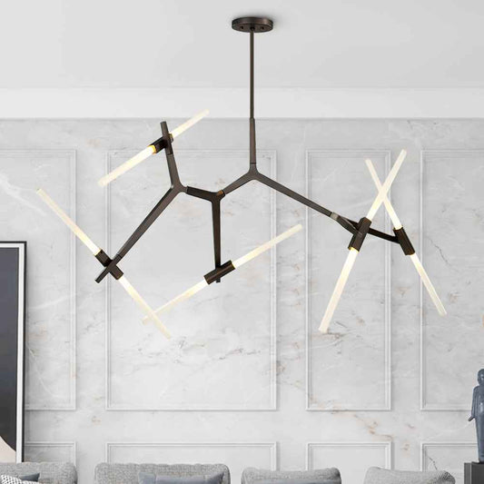 Lustre Verre Moderne 10 Lumières Branche pour Salon