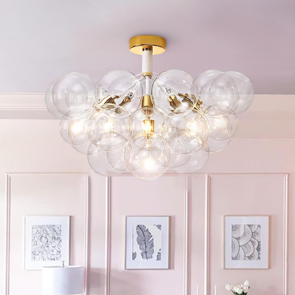 Lustre Boule Verre / Moderne Semi-Encastré pour Salle à Manger