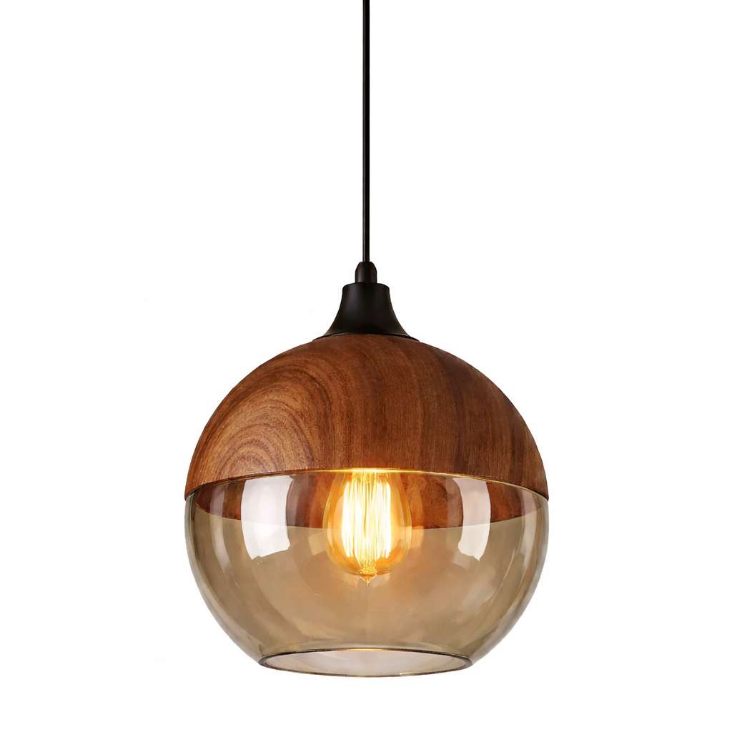 Suspension Bois et Verre style Minimaliste
