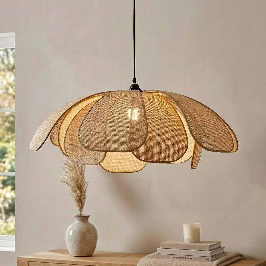 Suspension Rotin en Forme de Fleur