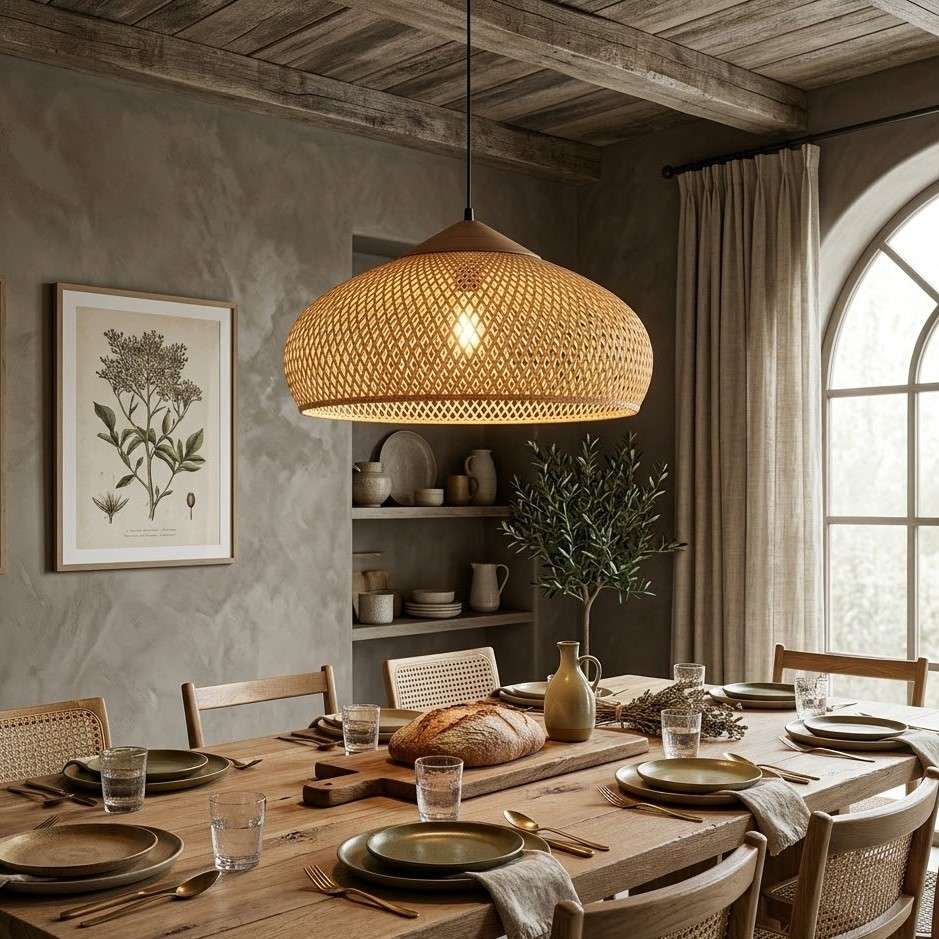Suspension Rotin style Boheme