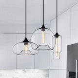 Suspension Verre Linéaire 3 Lumières Suspension avec Transparent Abat-Jour pour Salle