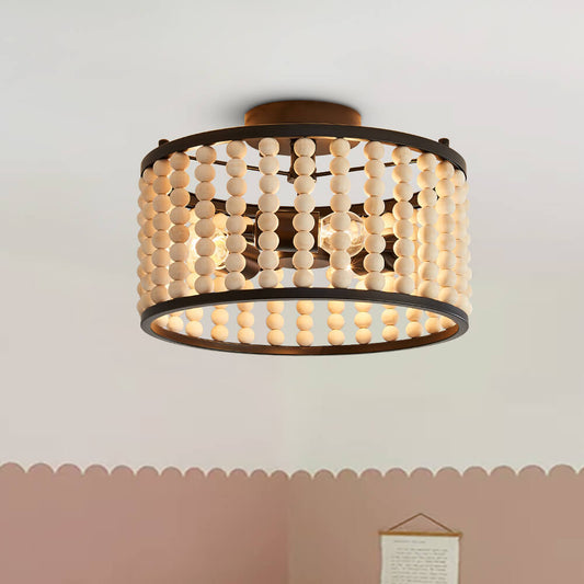 Plafonnier Salon Rond en Bois