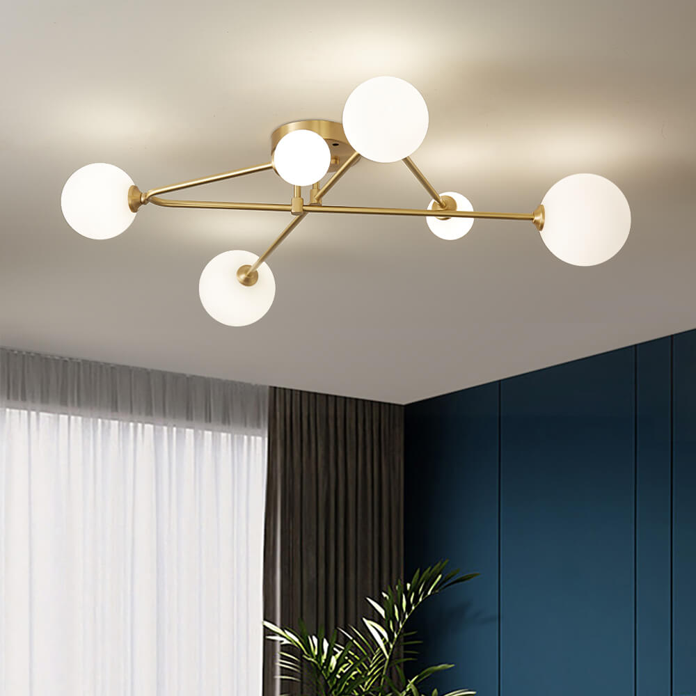 Lustre Cross Type Sputnik 6 Lumières Plafonnier pour Salon