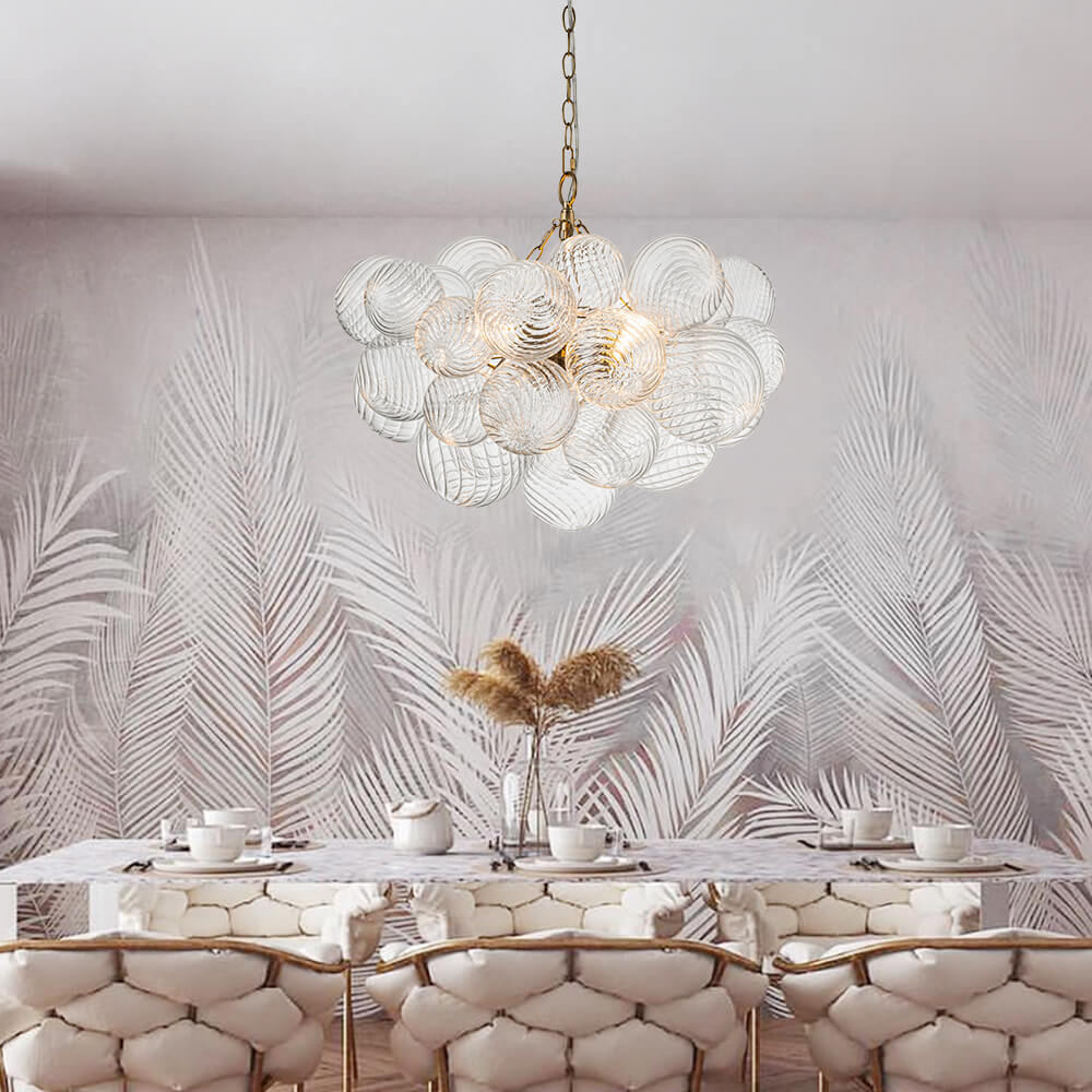 Lustre Boule Verre Grappe Moderne Globe pour Salon