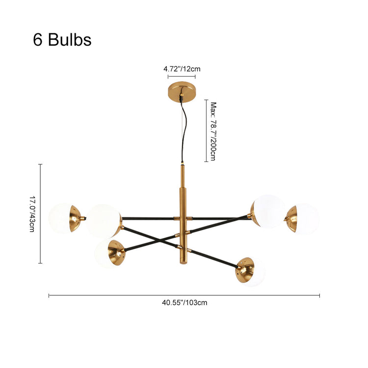 Lustre Salon Spoutnik en Laiton 120 cm