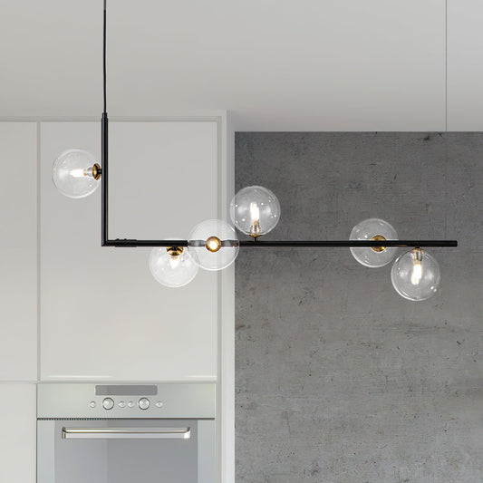 Lustre Salle à Manger Boule 6 Lumières en Verre 80 cm