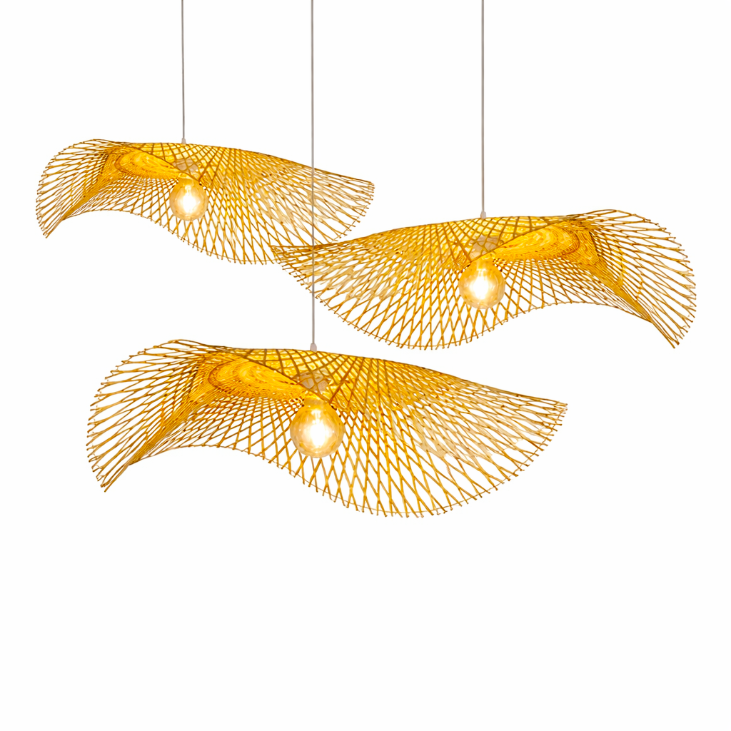 Lustre Suspendue en Bambou Tissé à la Main