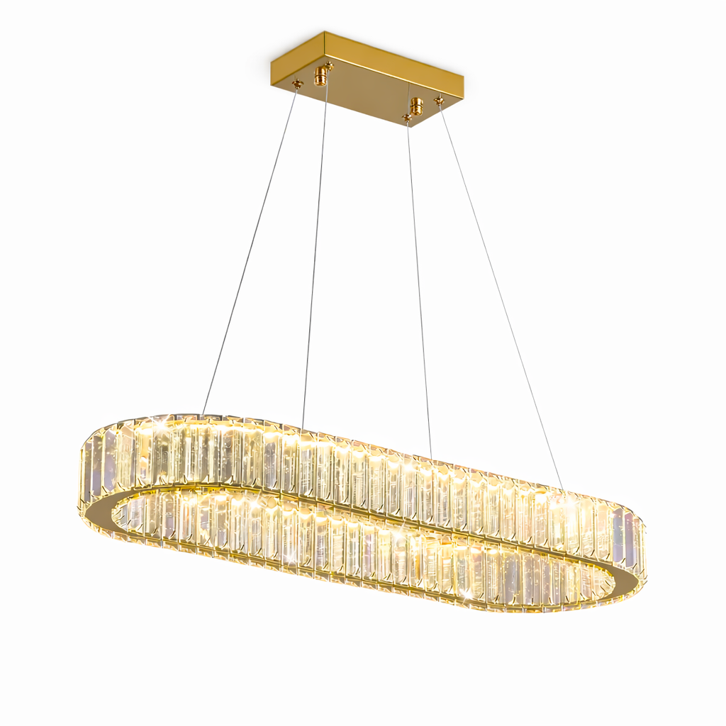 Suspension En Cristal Lumineux Forme Ellipse