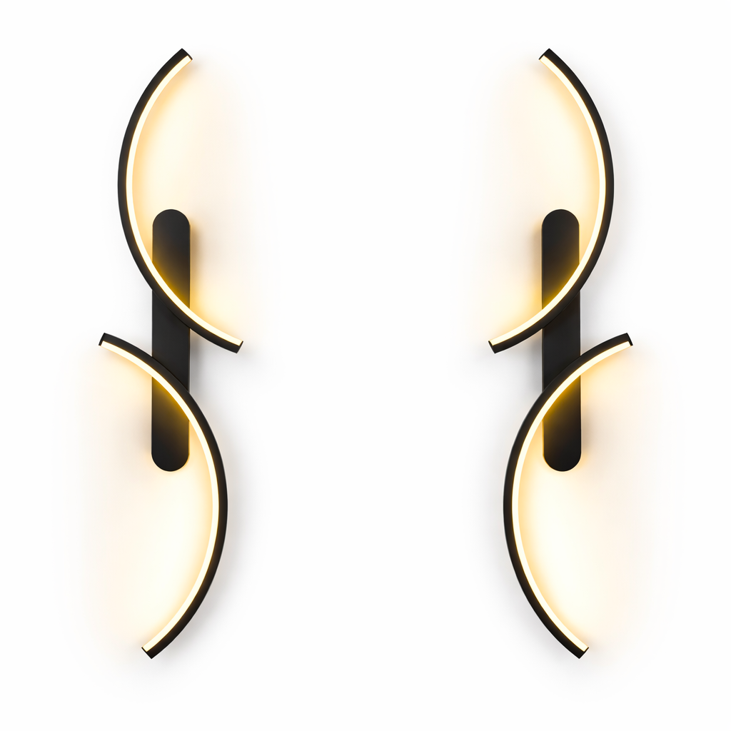 Applique Murale Incurvée Noir 2 Pièces