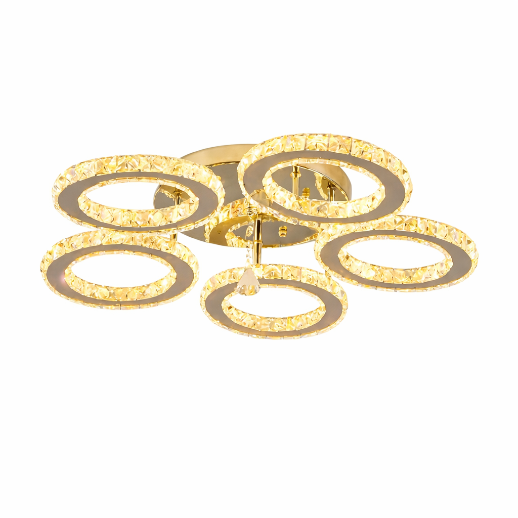Plafonnier en Cristal avec Anneaux Réglables