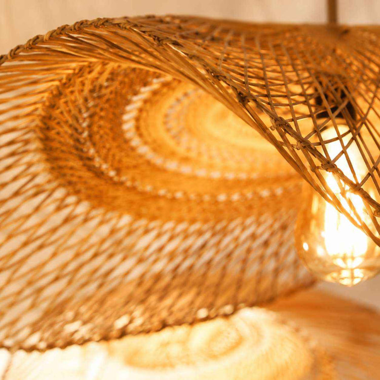 Suspension Salle à Manger en Rotin Ondulé
