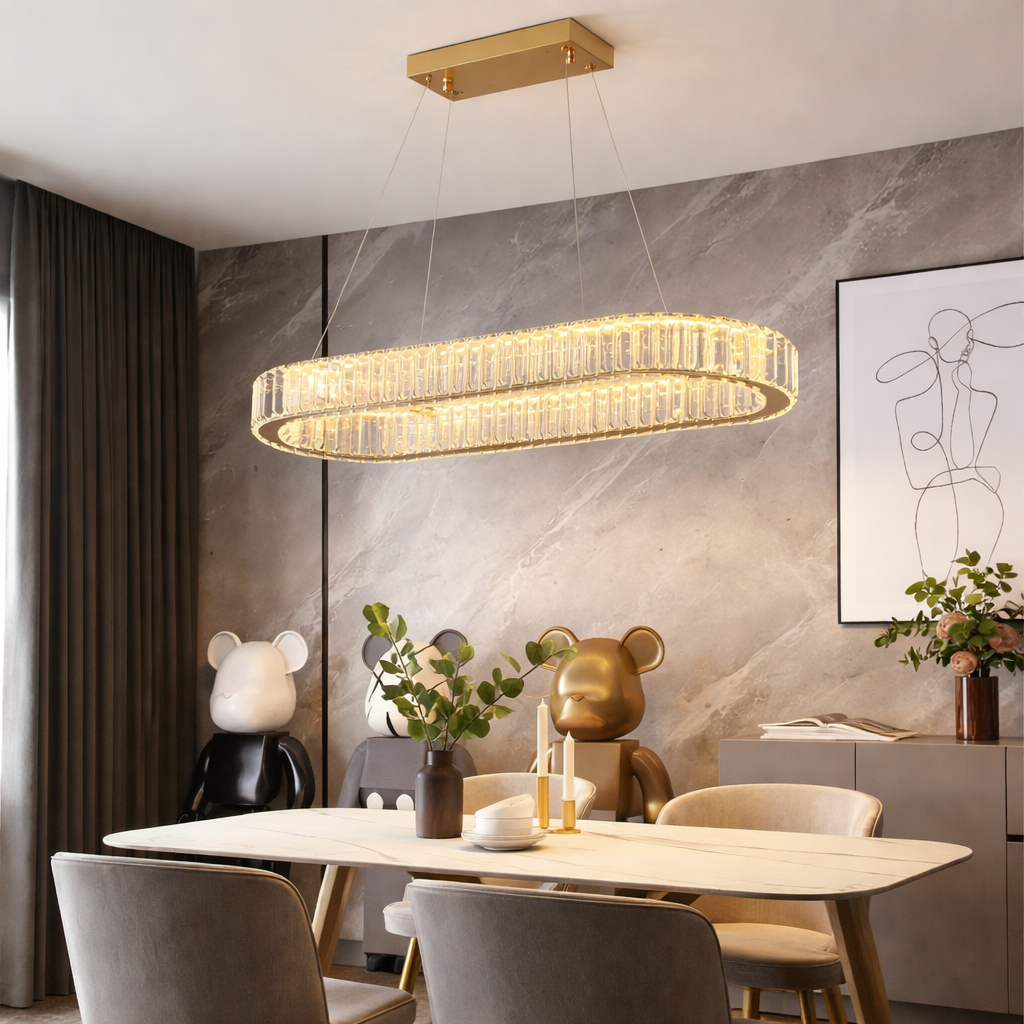 Suspension En Cristal Lumineux Forme Ellipse