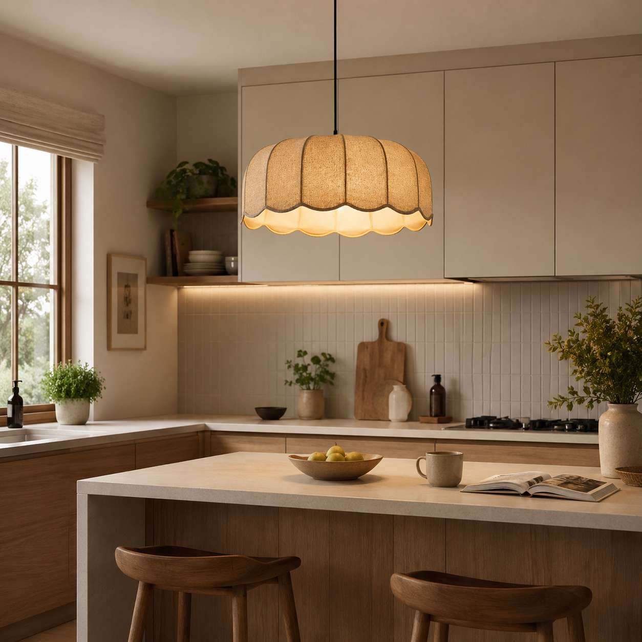 Suspension Lin au Design Floral