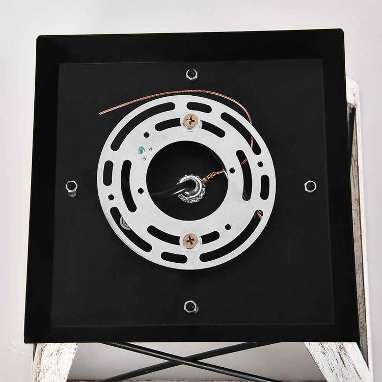 Plat de fixation noir pour plafonnier, mécanisme central, vis de montage visibles