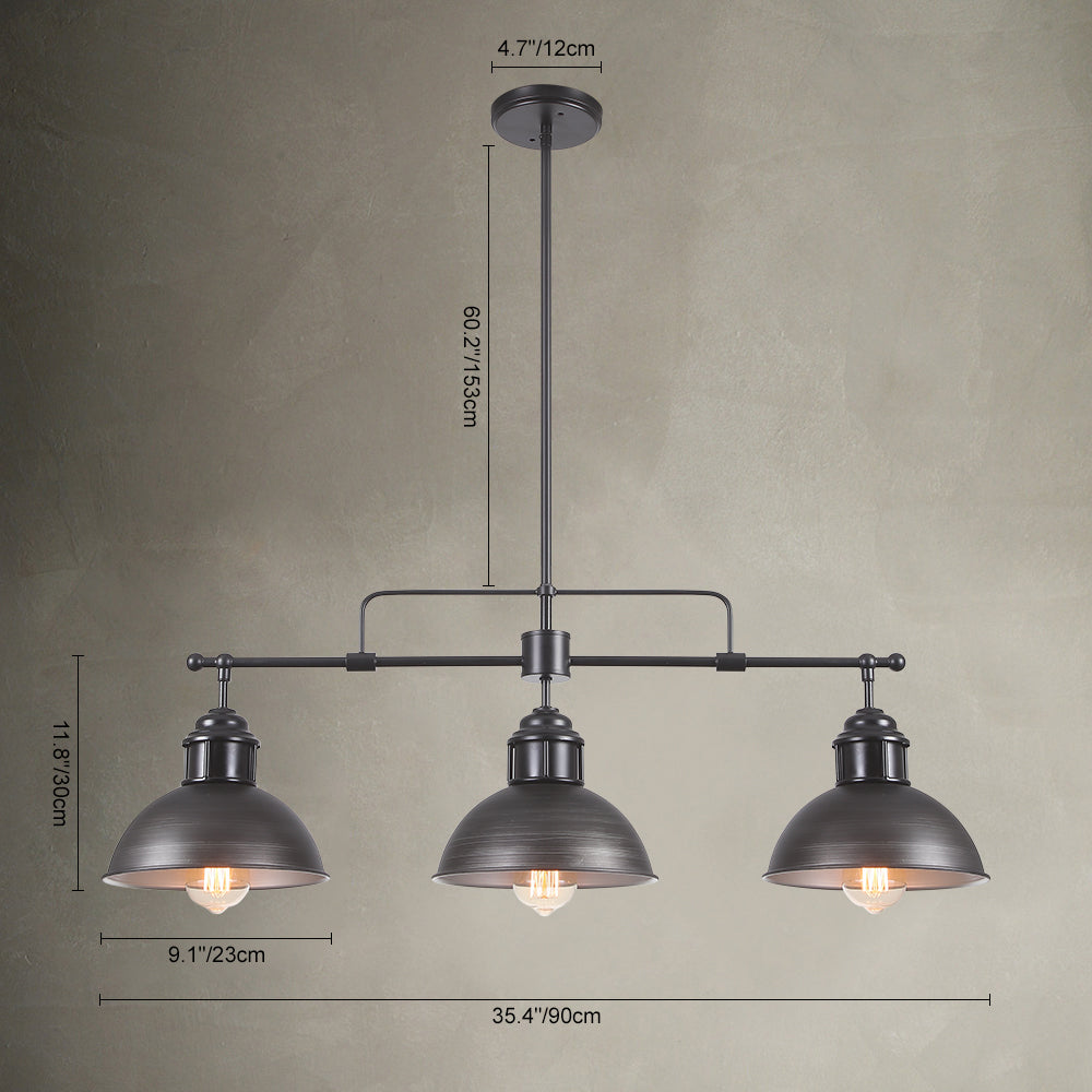Suspension Industriel Cuisine 3 Lumières Barre Dôme pour Salle à Manger