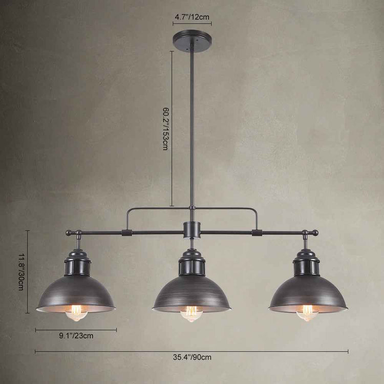 Suspension Industriel Cuisine 3 Lumières Barre Dôme pour Salle à Manger