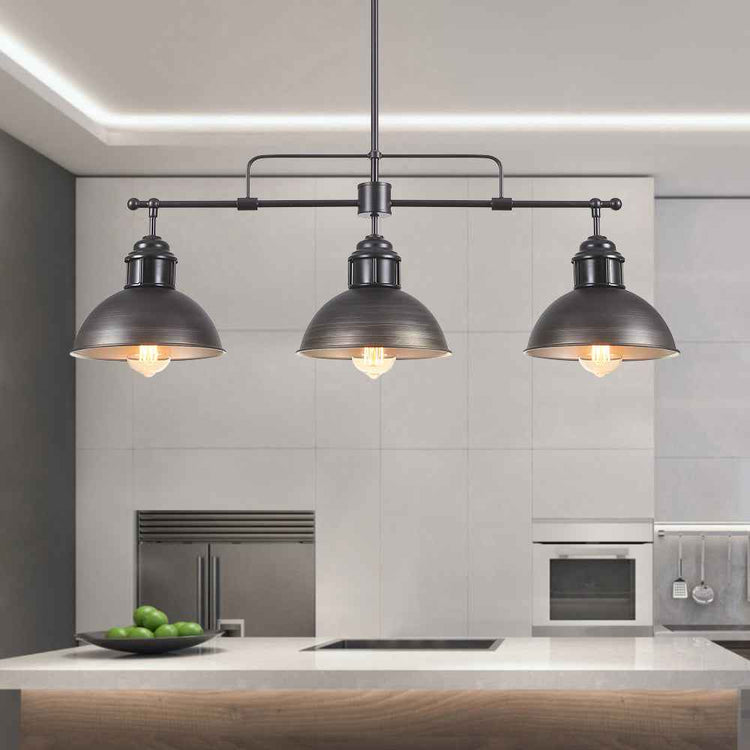 Suspension Industriel Cuisine 3 Lumières Barre Dôme pour Salle à Manger