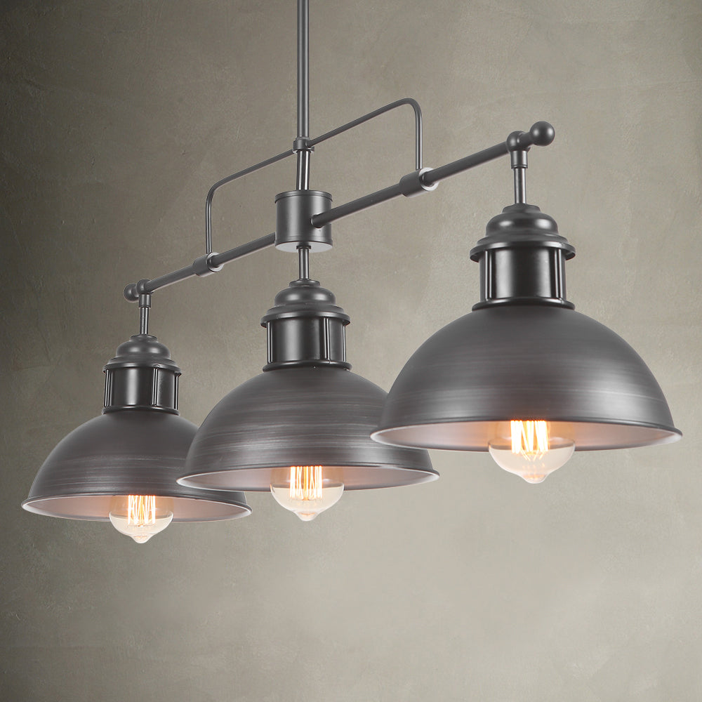 Suspension Industriel Cuisine 3 Lumières Barre Dôme pour Salle à Manger