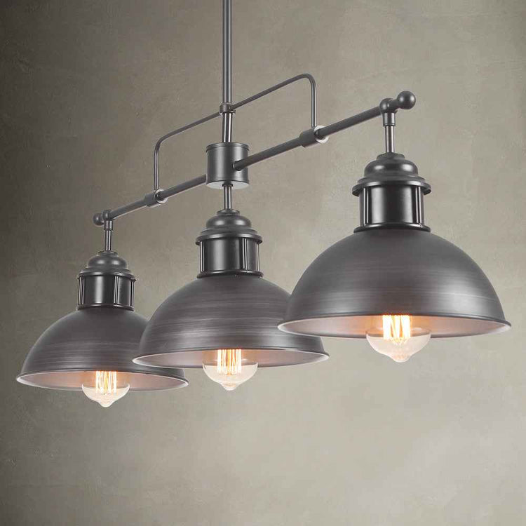 Suspension Industriel Cuisine 3 Lumières Barre Dôme pour Salle à Manger