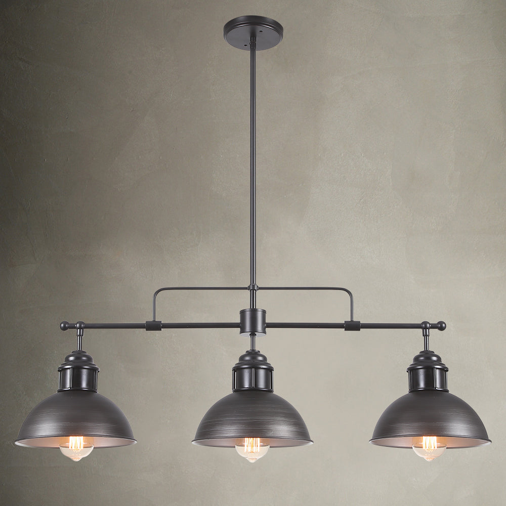 Suspension Industriel Cuisine 3 Lumières Barre Dôme pour Salle à Manger
